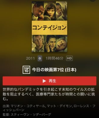 コンテイジョン ネットフリックス